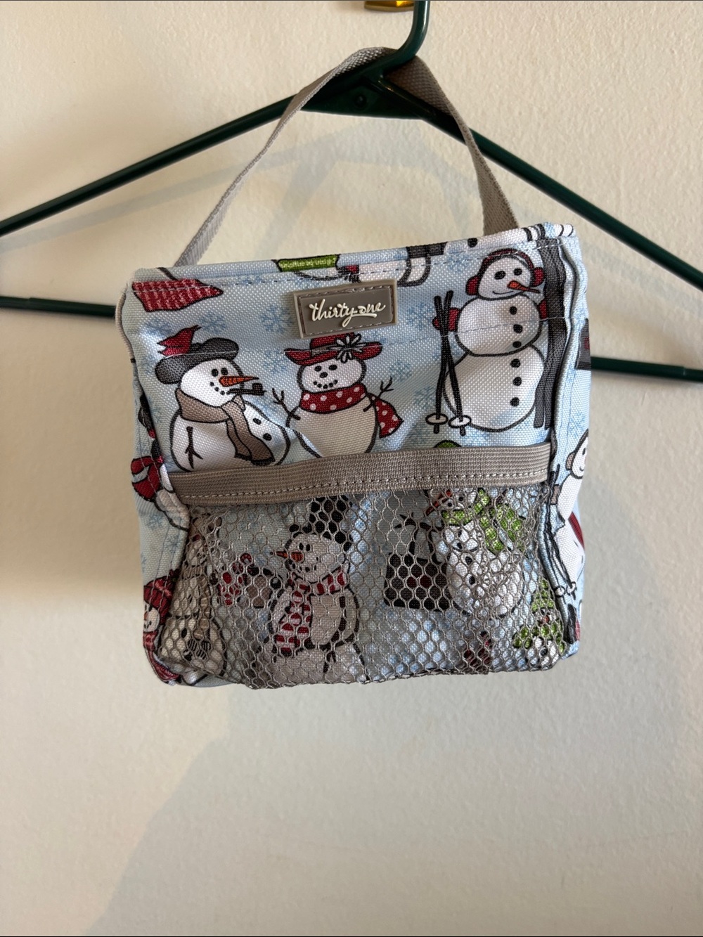 thirty-one Light Blue Snowman Print Cosmetic Pouch